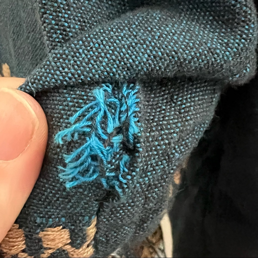 Vintage Embroidered Made in Mexico  Dark Blue Heavy Linen Top - Picture 14 of 16